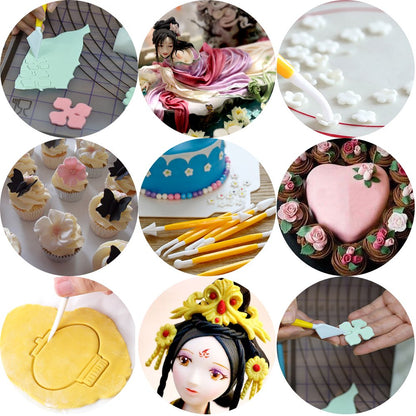 DaKuan Fabulous Cake Scraper Smoother and Fondant Kit - 6 Pcs Decorative Scrapers Polisher and 16 Pcs Modeling and Sculpting Tools