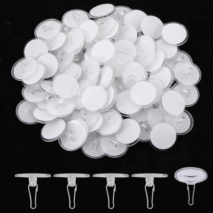 Aeaocvo 100 Pack Ceiling Hooks Adhesive Removable Transparent Wall Hanger with Hooks, 0.79” Small Disc Sticky Ceiling Hooks for Festival Wedding Halloween Christmas Party Decor