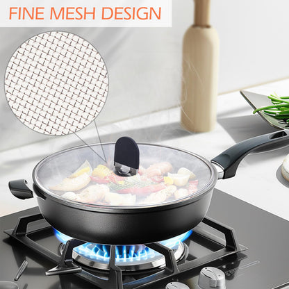 Snowyee Grease Splatter Guard, 3PCS Splatter Screen with Silicone Heat Resistant Handle and Stainless Steel Fine Mesh Design for Safe Indoor and Outdoor Cooking (13/11.5/10 inch and 33/29/25cm)