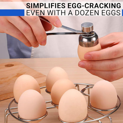 Egg Cracker Tool for Raw Eggs - Stainless Steel Shell Opener with Ergonomic Design, Adjustable Effort, Durable Build