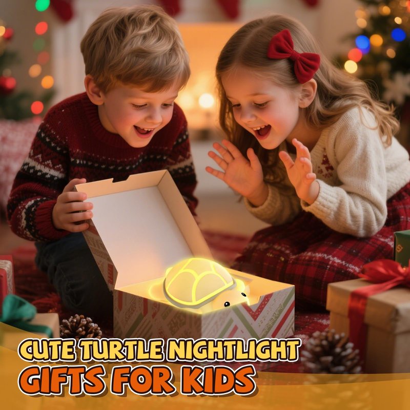 Turtle Night Light for Kids, 7 Color Changing & Touch Control, Rechargeable USB Silicone Squishy LED Lamp for Breastfeeding, Baby Toddler Sleep, Nursery Kids Bedside, Ideal Gift for Boys Girls