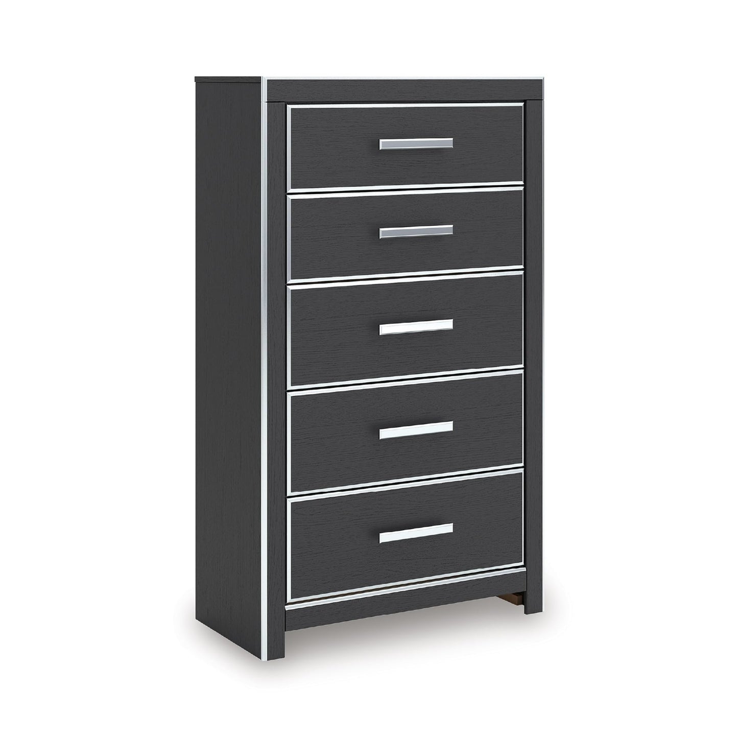 Signature Design by Ashley Ravalori Contemporary 5-Drawer Chest with Wood Finish, Black
