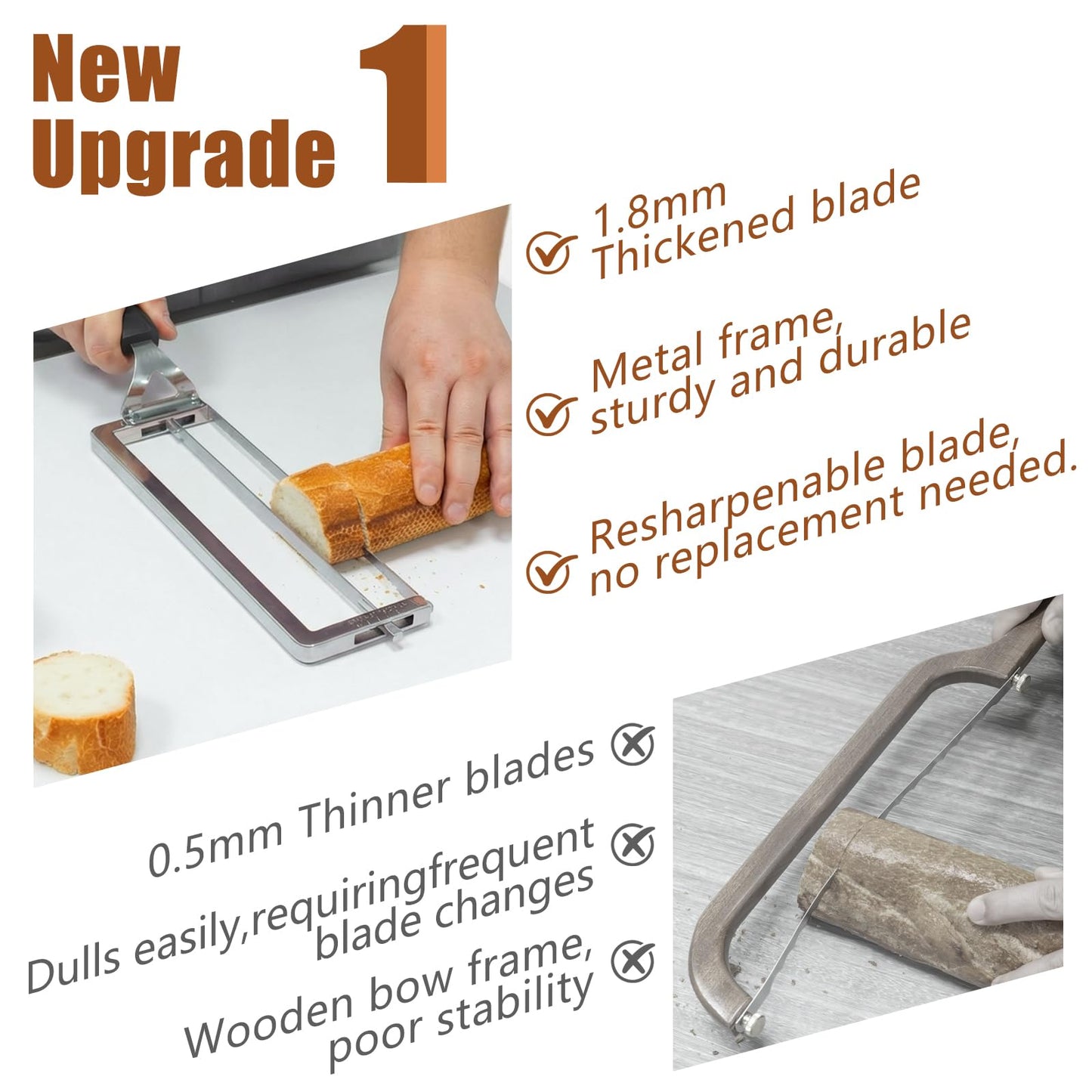 Adjustable Bread Slicer for Homemade Bread,Precision Adjustable Bread Knife With Slicing Guide, Metal Bow Frame,Sourdough Bread Knife Slicer for Homemade Bread, Sourdough, Bread Loaf,Bagels, Loaves