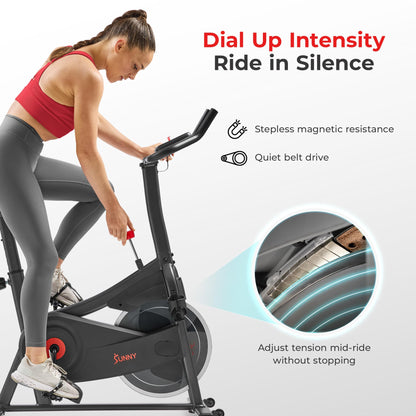 Sunny Health & Fitness ACTIVE Smart Cycling Exercise Bike, Magnetic Resistance Plus 4-Way Adjustable Cushion Seat, Home Stationary Training Equipment, Free SunnyFit App Bluetooth Link – SF-B124066