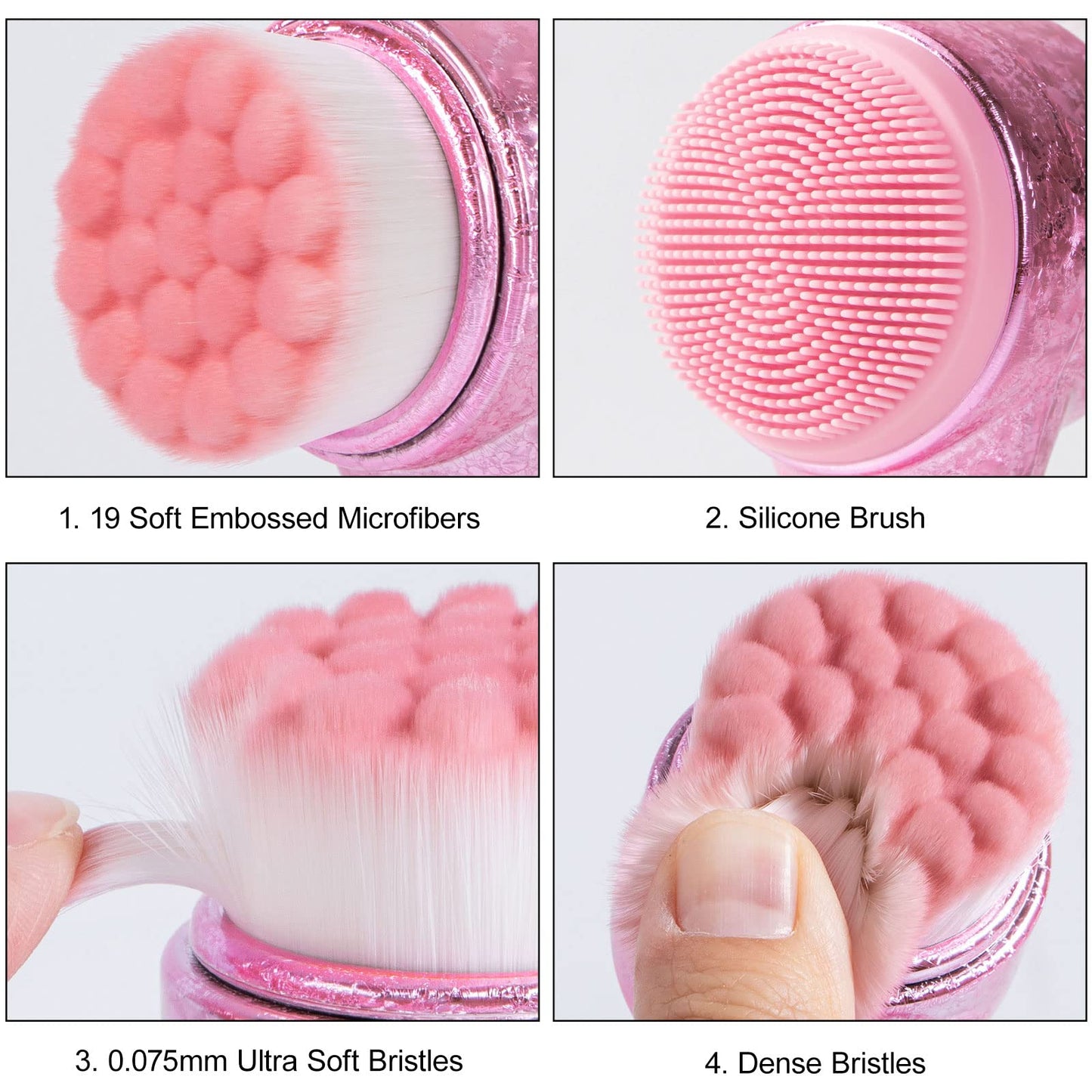 Face Brush 2 in 1, Facial Cleansing Exfoliating Scrubber Brush, Silicone Double Side Manual Face Wash Scrub Brush with Soft Bamboo Charcoal Fiber for Deep Pore Cleansing, Massaging, Skin Care