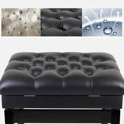Leather Piano Bench Deluxe with Music Storage Height Adjustable Stool Comfortable Widened Cushion for Home & Professional Use zwart (zwart One Size)