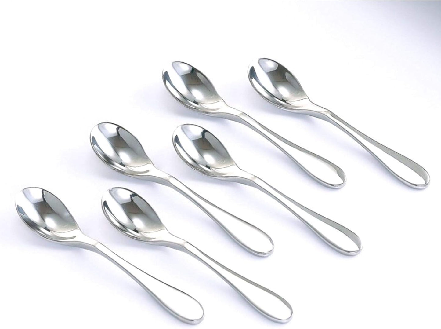 Knork Stainless Steel Demitasse Spoon Set of 6, Shiny Gloss Silver, Tiny Specialty Spoons