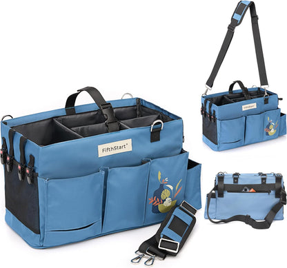 9 FifthStar Cleaning Caddy Bag for Professionals - Heavy-Duty Organizer with Shoulder Strap, Pockets, Mesh Base