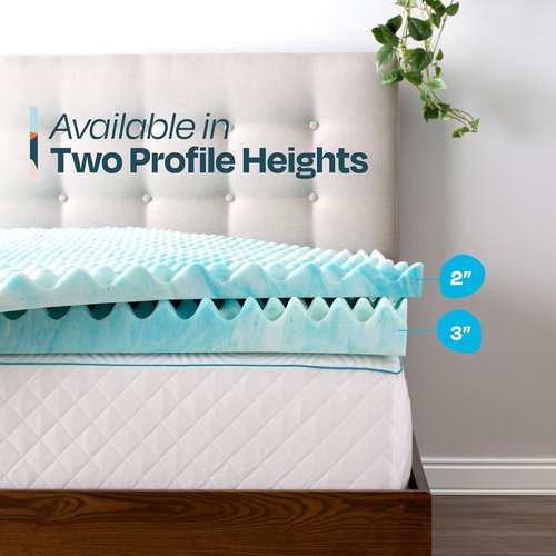 Linenspa Gel Memory Foam Mattress Topper - Reversible Egg Crate Design for Comfort - California King Size
