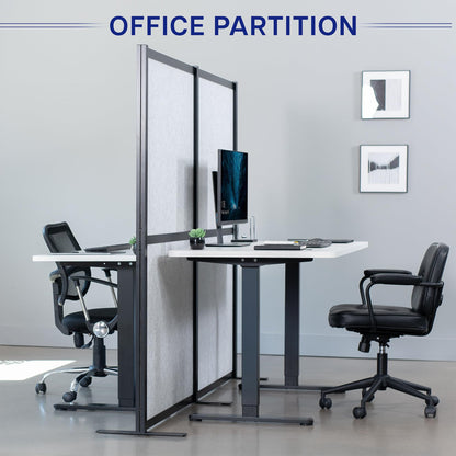 VIVO Modular Wall System, 2 PET Panels, Modern Professional Office Cubicle Dividers, Freestanding Privacy-Screen, 66 inches High, Light Gray, Black Frame, PP-MWS63B