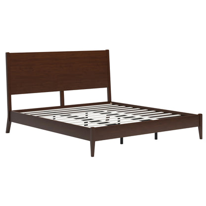Christopher Knight Home Mid-Century Modern Solid Bamboo Wood Queen Size Sleigh Platform Bed Frame with Wood Slats and Metal Support,No Box Spring Needed,Easy Assembly, Chocolate