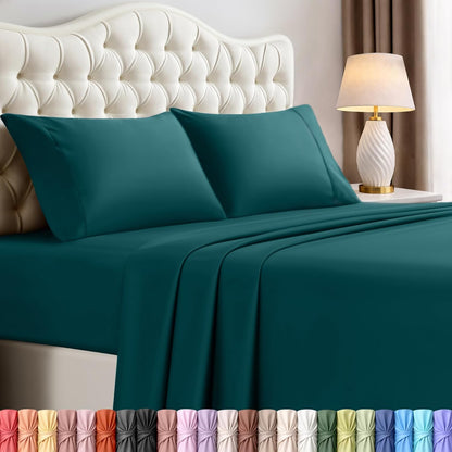 Utopia Bedding Queen Size Sheet Set - Soft, Breathable Microfiber, 4-Piece in Teal Green | Oeko-Tex Certified