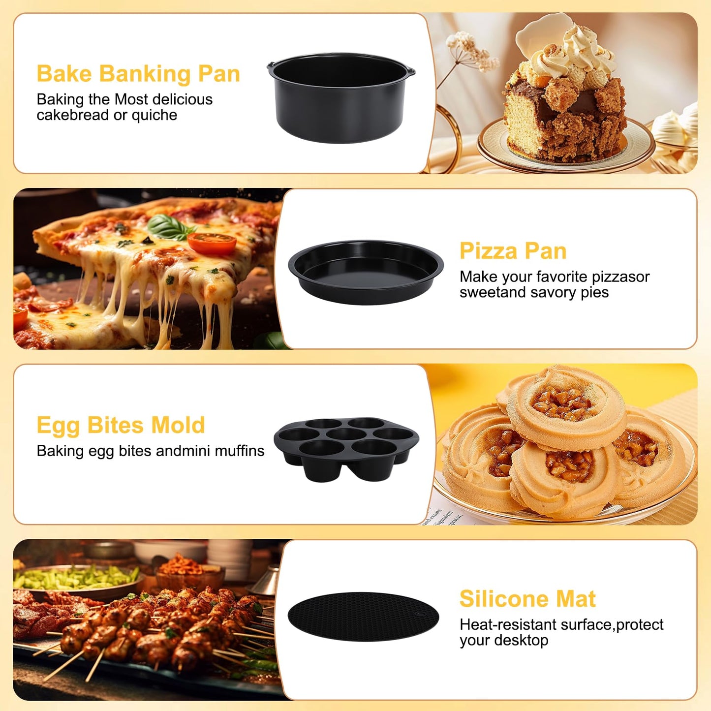 YuxingK Air Fryer Accessories Kit - 12pcs Universal for 4, 4.2, 5, 5.5, 5.8 QT Gowise Cosori Phillips Ninja Cozyna Air Fryer