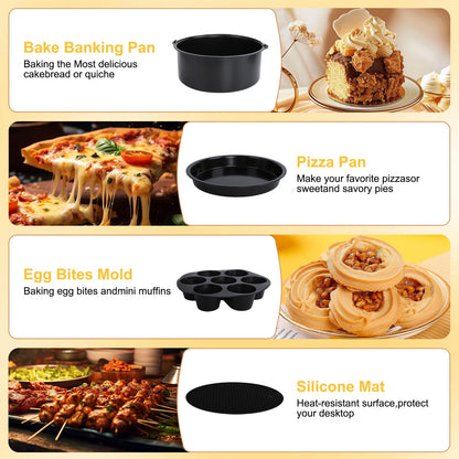 YuxingK Air Fryer Accessories Kit - 12pcs Universal for 4, 4.2, 5, 5.5, 5.8 QT Gowise Cosori Phillips Ninja Cozyna Air Fryer
