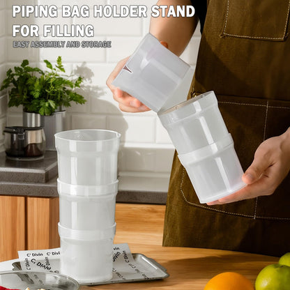 Runspich Piping Bag Holder Stand for Easy Filling – Cake Decorating Supplies Kit for Pastry & Icing Bags
