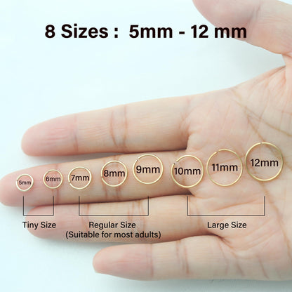 Thin Nose Rings Hoops for Women/Men,Tiny Small Gold Nose Rings 22g for Nose Piercings (1pc - 22 gauge - 7mm,14K Gold Filled)