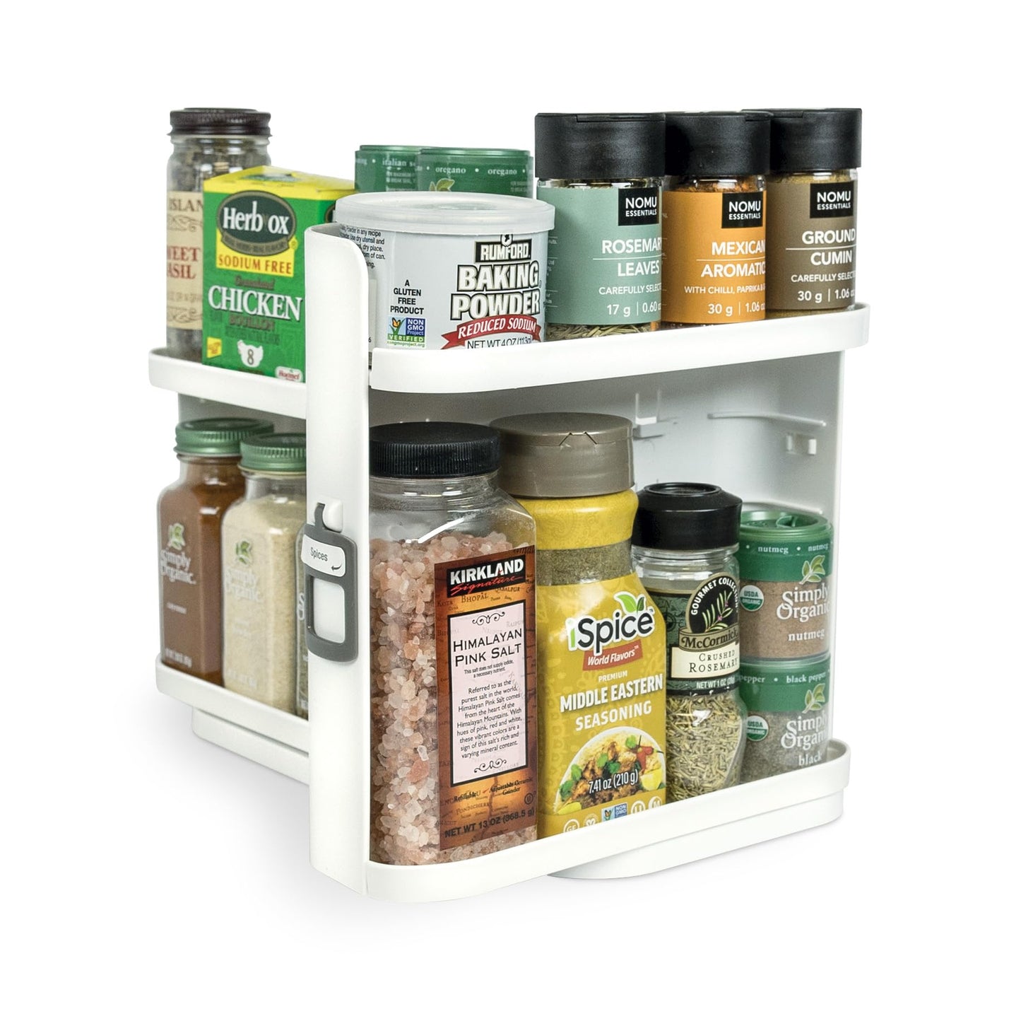 Cabinet Caddy SNAP! Spice Rack Organizer for Cabinet - Slide & Rotate Seasoning Organizer - 4 Snap-In Adjustable Shelves for 5 Tier of Storage - Magnetic Modular Design - 8.9”H x 6.1”W x 10.8”D