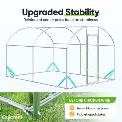 Quictent Essential Series 12x9x6.6ft Metal Chicken Coop Run with Climbing Ladder, Walk-in Outdoor Poultry Cage with PVC Coated Chicken Wire, Hen Duck Rabbit Farm House, Waterproof Anti-UV Cover