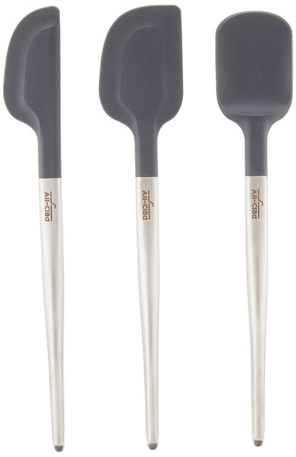 All-Clad Specialty Silicone Kitchen Gadgets 3 Piece Set, Spatulas Kitchen Tools, Kitchen Hacks Silver, Stainless Steel and Black