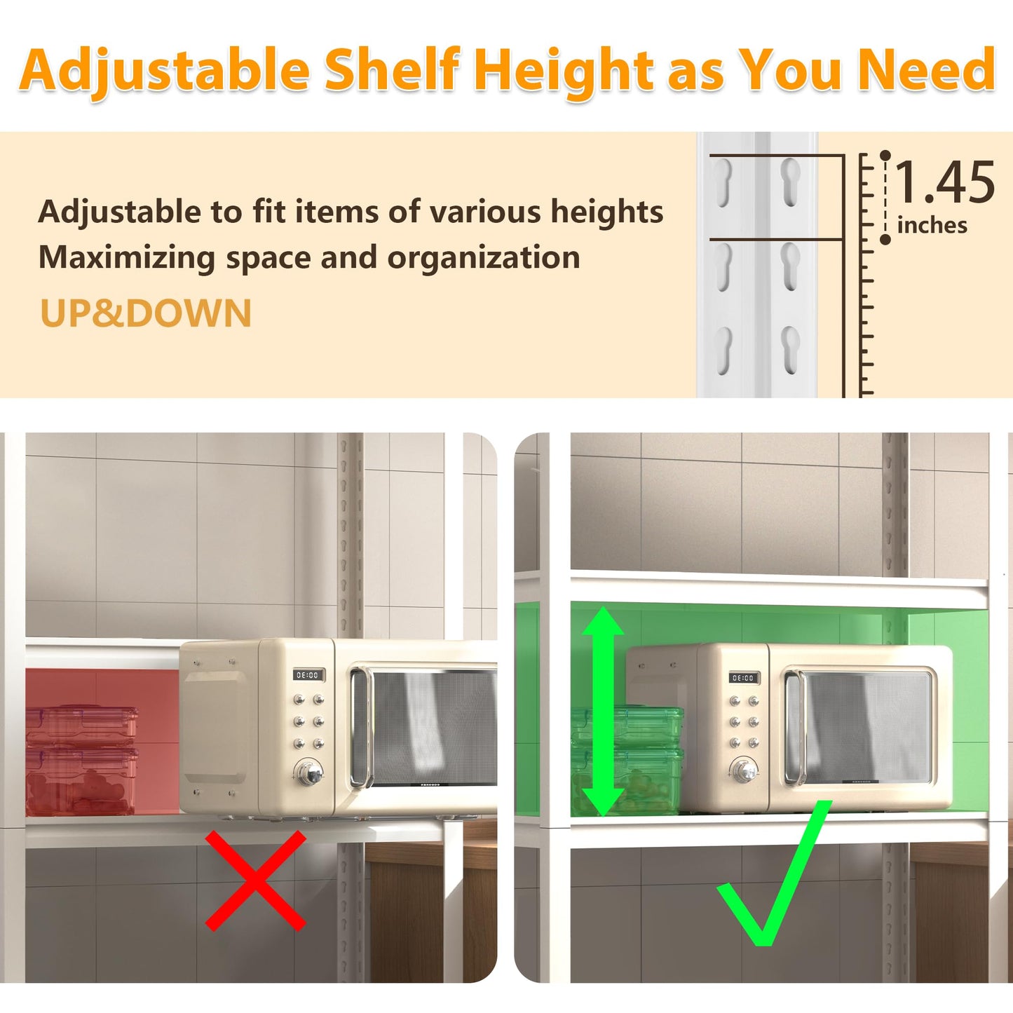 skillmaid 5 Tier White Storage Shelves - Adjustable Pantry Shelves Metal Closet Shelf, Heavy Duty Shelving Unit Utility Rack Organizer for Kitchen Closet Pantry Garage, 28" W x 12" D x 59" H, Set of 4
