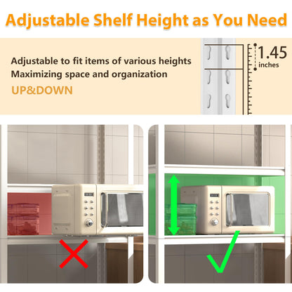 skillmaid 5 Tier White Storage Shelves - Adjustable Pantry Shelves Metal Closet Shelf, Heavy Duty Shelving Unit Utility Rack Organizer for Kitchen Closet Pantry Garage, 28" W x 12" D x 59" H, Set of 4