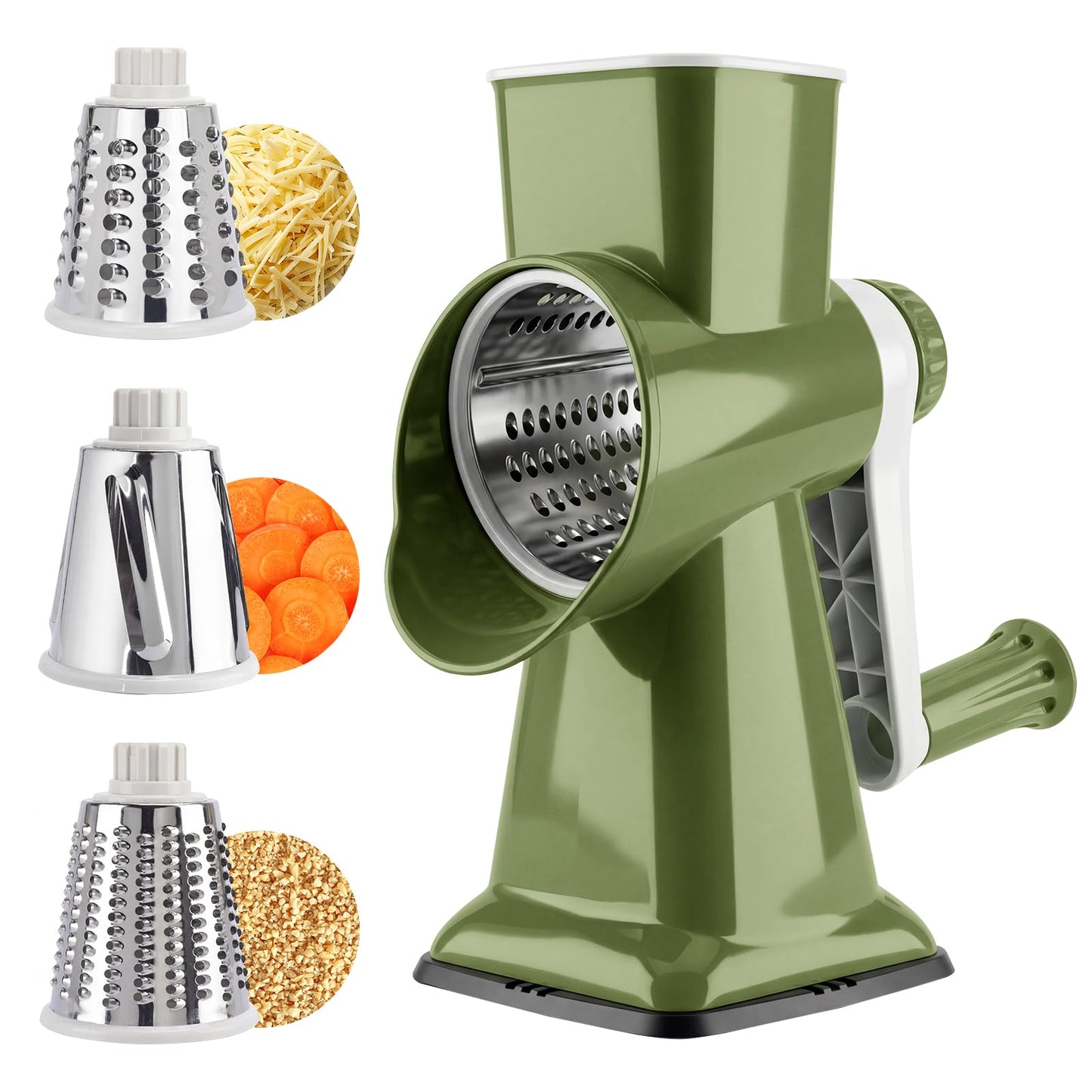 Grovix Rotary Cheese Grater,Cheese Shredder Hand Crank, Manual Cheese Grater for Veggies, 3-Blade Grater, Home Kitchen Appliances and Kitchen Gadgets