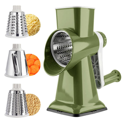 Grovix Rotary Cheese Grater,Cheese Shredder Hand Crank, Manual Cheese Grater for Veggies, 3-Blade Grater, Home Kitchen Appliances and Kitchen Gadgets