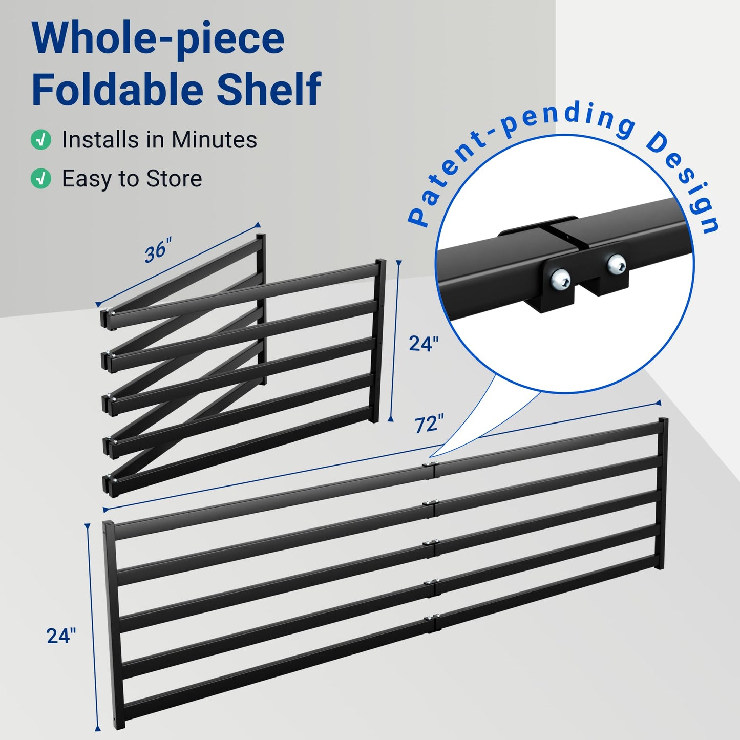 FLEXIMOUNTS 4-Pack 2x6ft Heavy Duty Garage Wall Shelving, 1200lbs Capacity, Garage Shelving Wall Mounted with 8 Hooks, Storage for Power Tools, Garden Supplies, Storage Bins, Lite Series