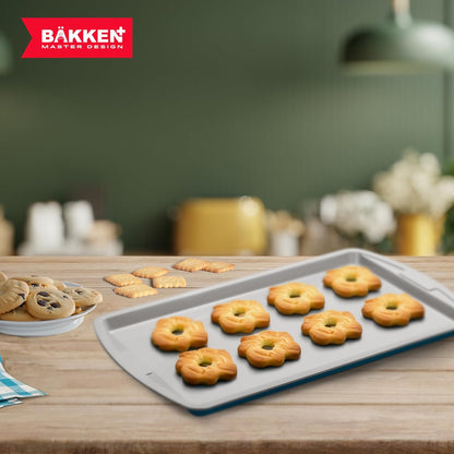 Bakken Swiss Cookie Sheet 3 Piece Set - Non-Stick Stackable Baking Pans with Deluxe Ceramic Coating
