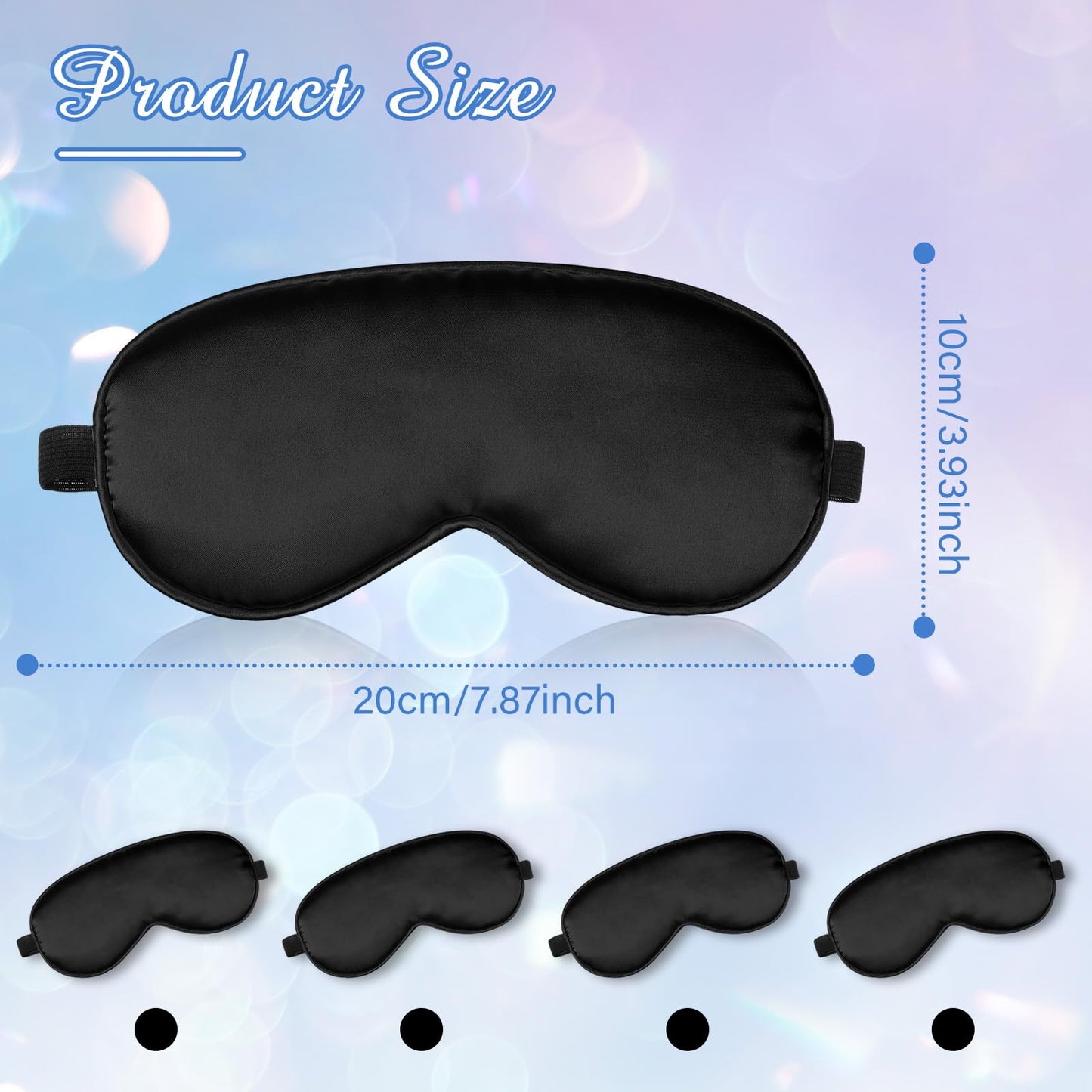 BBTO 4 Pcs Silk Sleep Eye Masks Smooth Soft Satin Eye Covers with Adjustable Strap Blindfold for Sleeping Blocking Out Lights Travel Relaxation (Royal Blue, Dark Green, Navy Blue, Black)