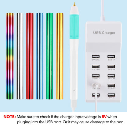 Briartw USB Hot Foil Pen – Heat Active Foiling Tool with 13 Color Foil Rolls & 3 Interchangeable Tips for Writing, Drawing, Crafting on Paper, Wood, Leather