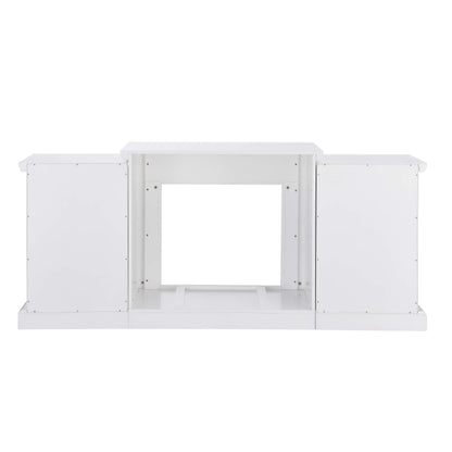 SEI Furniture Gallatin Faux Stone Electric Fireplace with Bookcases, New White