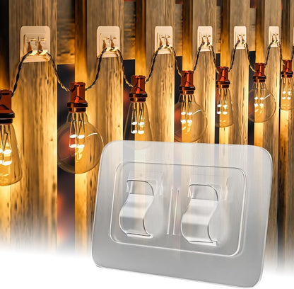 IFLOH 100Pcs Hooks for Outdoor String Lights Clips: Heavy Duty Cable Clips with Waterproof Adhesive Strips for Hanging