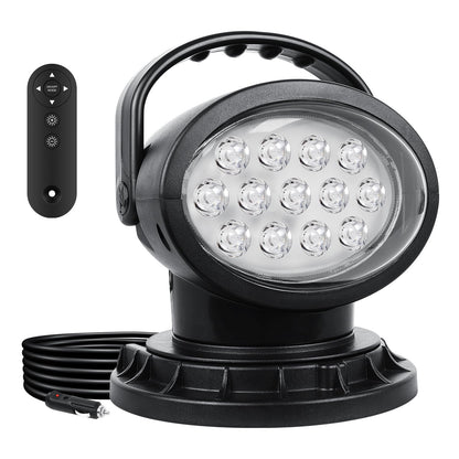 AUXTINGS 360 Degree LED Spotlight Search Light LED Rotating Remote Control Work Light with Magnetic Base for SUV Boat Home Security Protection Emergency Lighting Farm Field Garden