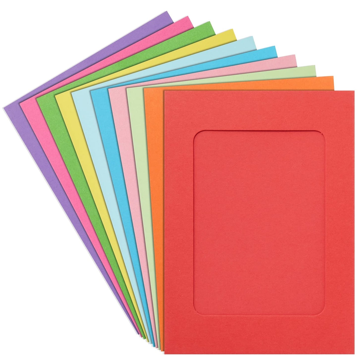 Juvale Paper Picture Frames - Hanging Photo Display - DIY Craft Projects & Craft Frames - Easy Install with Photo Hanging Clips String - 10 Colors, Pack of 50, Fits 4x6 Prints