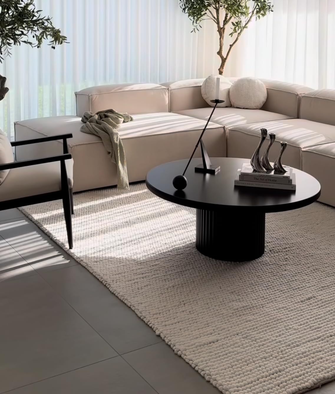 S & L Homes Wool Cotton Hand Woven Chunky Knit Popcorn Rug - Ivory Contemporary Area Rug for Living Room Bedroom (6' x 9' - Ivory)