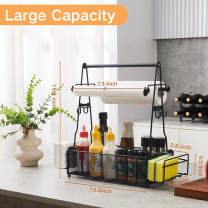 2 Grill Caddy, BBQ Caddy with Paper Towel Holder and Hooks, Grill Utensil Organizer for Camping Outdoor Barbecue