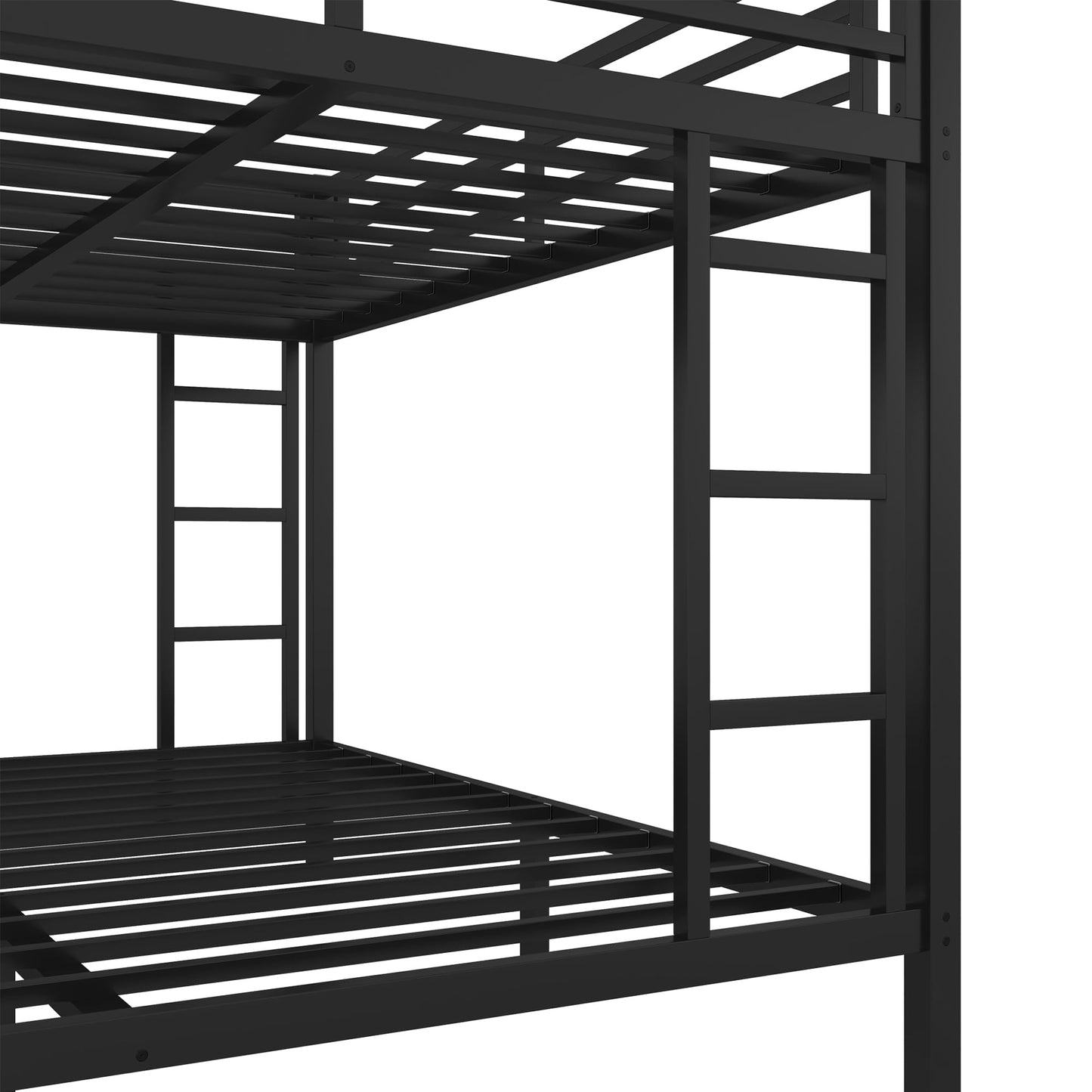 Bellemave Queen Over King Bunk Bed for Adults, Queen Over King Bunk Beds Frame with 2 Side Ladder and Full Length Guardrail, Easy Assemble Bunkbeds, Noise Reduced, Mattress Not Included, Black