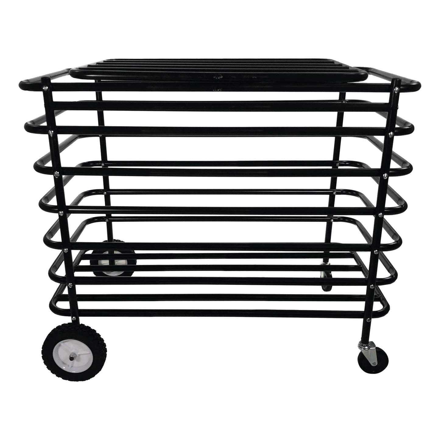 Champion Sports Ultimate Lockable Ball Locker – Heavy Duty Powder Coated Steel Ball Locker with Swivel Caster and Rear Wheels – Hinged Lid - Holds Up to 30 Balls – Black