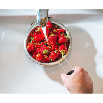 HIC Kitchen Fine Mesh Strainer With Support Handle, Stainless Steel And Silicone Handle, 7-Inch, For Sifting Baking Ingredients, Straining, And Draining Soups, Stocks, And Sauces