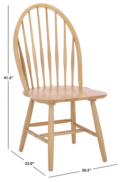 SAFAVIEH Furniture - Wendall Chair Set of 2 - Natural Solid Wood - Windsor Style High Back Spindle Chair - Ideal for Dining Room, Kitchen, 18" Seat Height (DCH8509B-SET2)