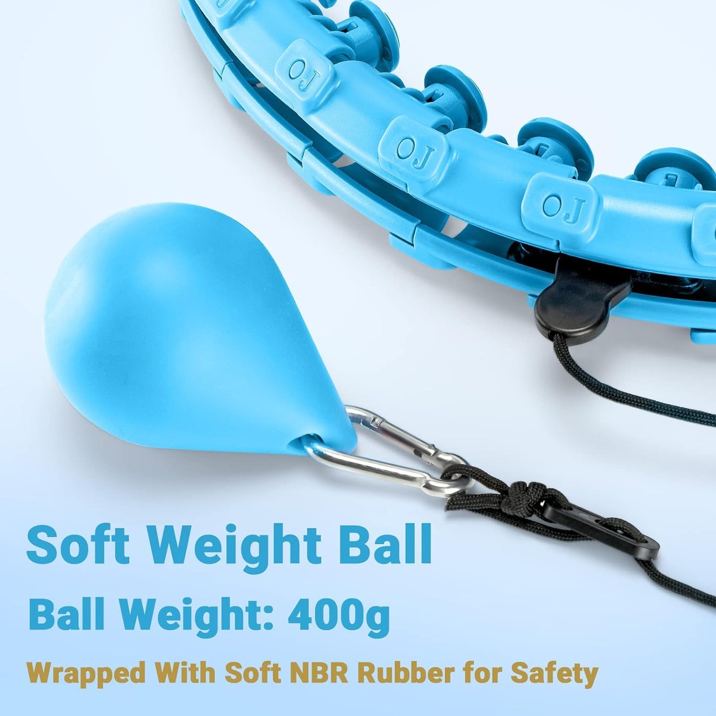 OurStarry 34 Knots Weighted Workout Hoop Plus Size, Smart Waist Exercise Ring for Adults Weight Loss (34 Knots Blue)
