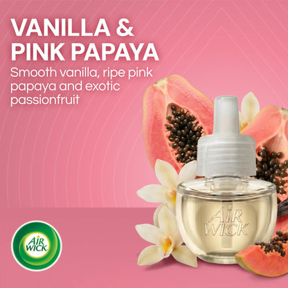 Air Wick Plug-In Scented Oil Refills, 10 Count, Vanilla and Pink Papaya, Air Freshener, Essential Oils, Eco Friendly