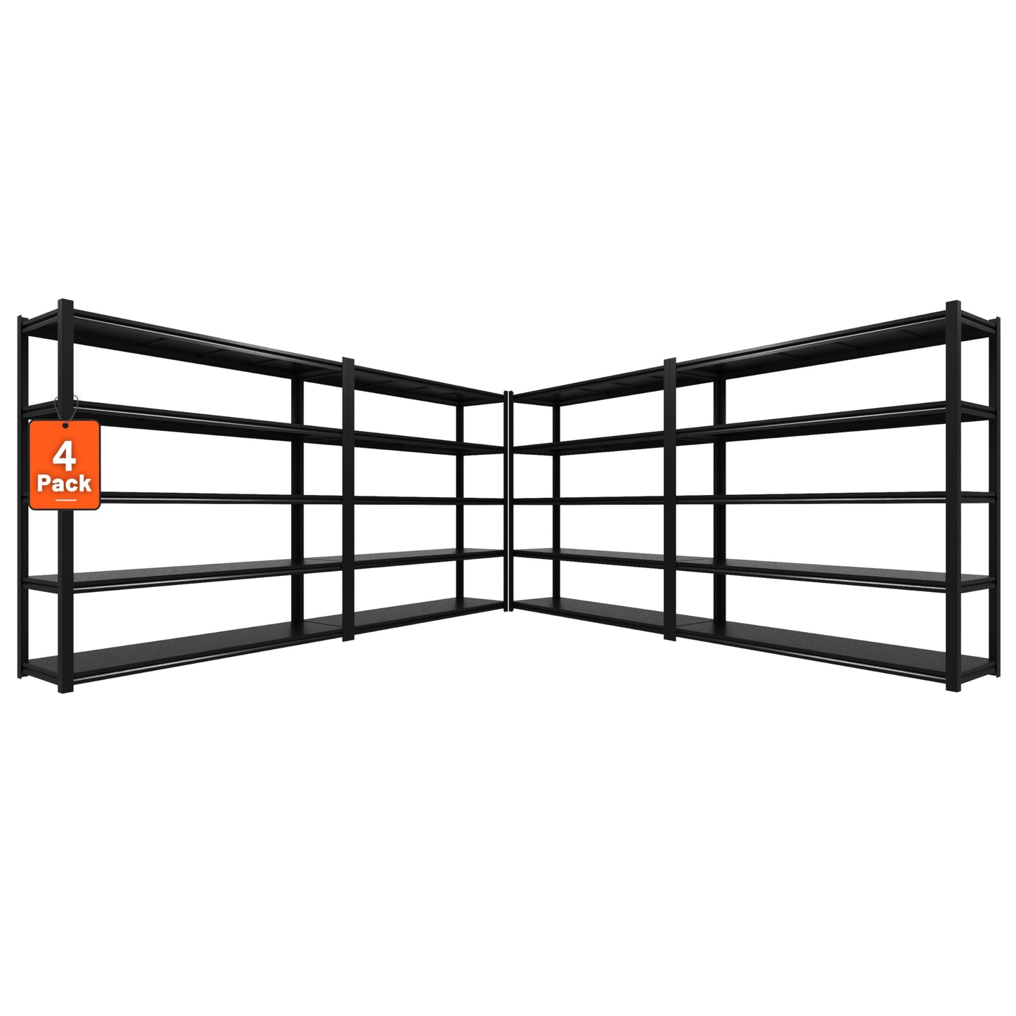 Howzone 72" H Garage Shelving 2000LBS Heavy Duty Storage Shelves Adjustable 5 Tier Metal Shelves for Storage Garage Industrial Shelving Utility Racks,16" D x35.5 Wx72 H,Black
