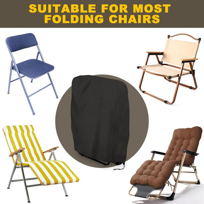 Fun Gift 420D Resistant(32.3'' 36.7'x 8.3')-Black Outdoor Folding Chair Covers, Oxford Cloth Zero Gravity Chair Covers