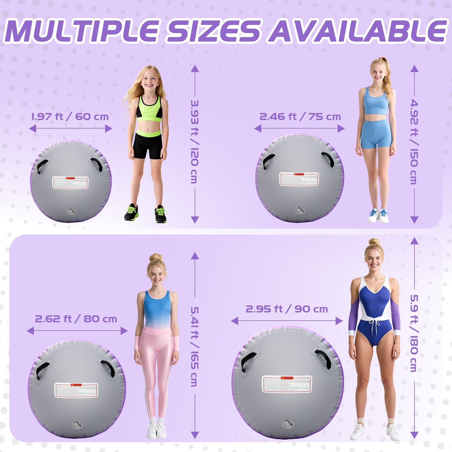 KIKILIVE Inflatable Gymnastics Tumble Mat 13ft and Air Roller 40x23inch Purple Gray, Air Mat Track 4 inches Thickness and Air Roller Gymnastics Barrel with Electric Air Pump for Home Use Outdoor Training Cheerleading Beach Park
