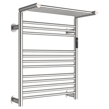 Caldayx High-Density Foldable Heated Towel Rack, Smart Dual-Zone App/Voice Control Towel Warmer Rack, GFCI Plug-in/Hardwired, Wall-Mount, Drill-Free Install, Brushed, CA3-900X550-Ultra-S