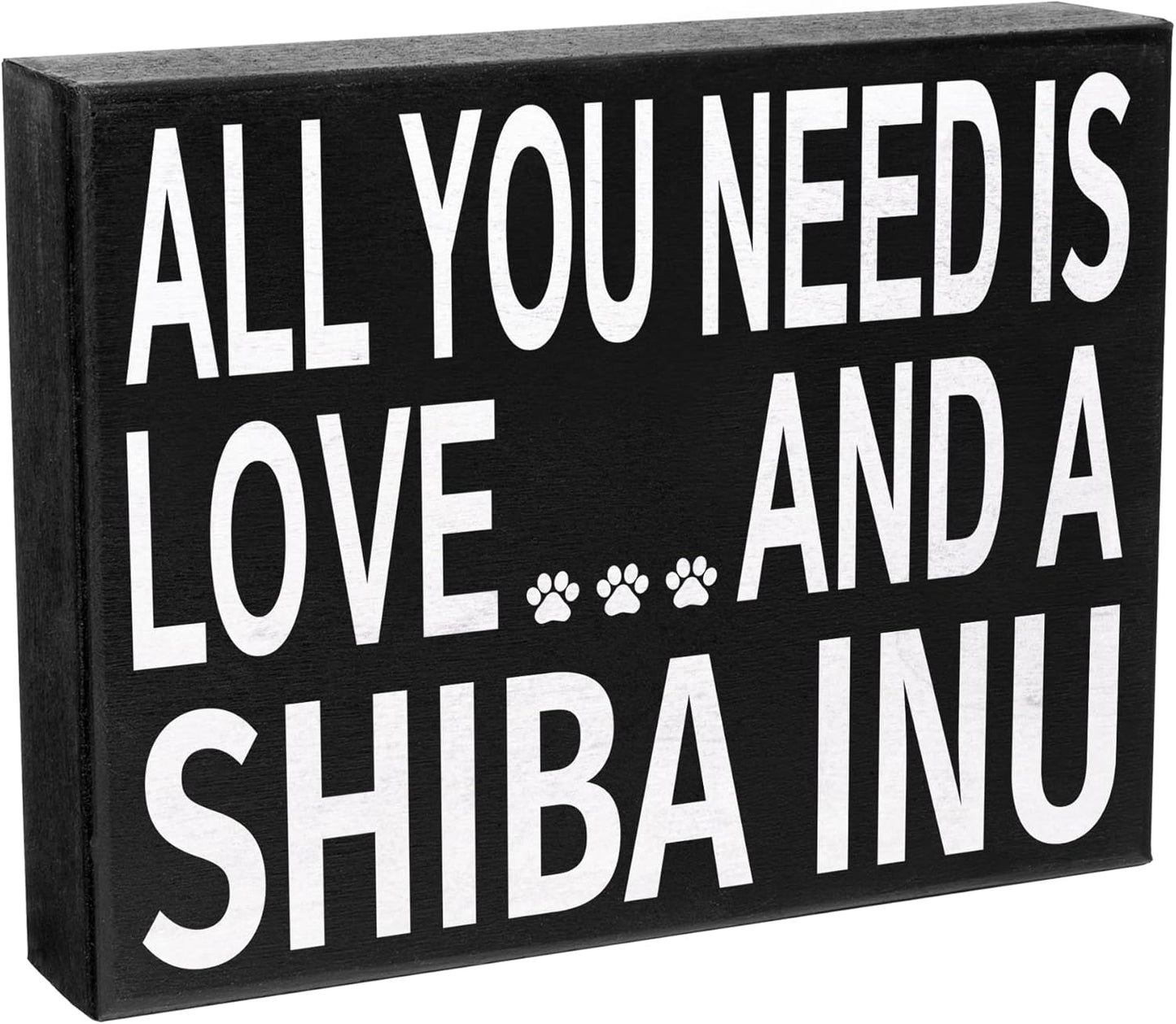 JennyGems Shiba Inu Gifts, All You Need Is Love and a Shiba Inu Wooden Sign, Shelf Decor and Wall Hanging, Made in USA