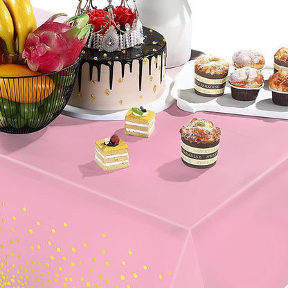 Breling 3 Pieces Dot Tablecloth Confetti Disposable Table Cover for Birthday Wedding Baby Shower Engagement Party, 54 x