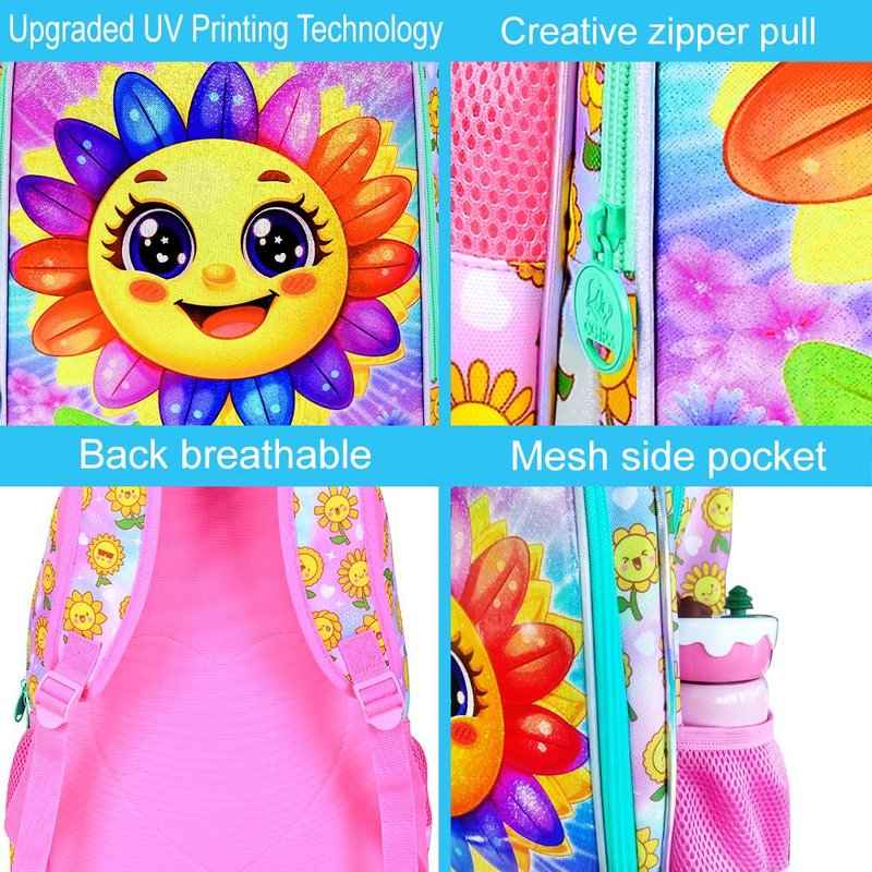 gxtvo 3PCS Girls Dog Bookbag, 16" Kids Backpackwith Lunch Box, Water Resistant School Bag for Elementary Preschool Toddler